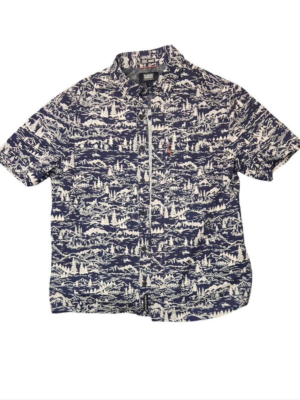 Alaskan Hardgear Duluth Trading Co Navy White Mountain Stream Button-Up Mens M